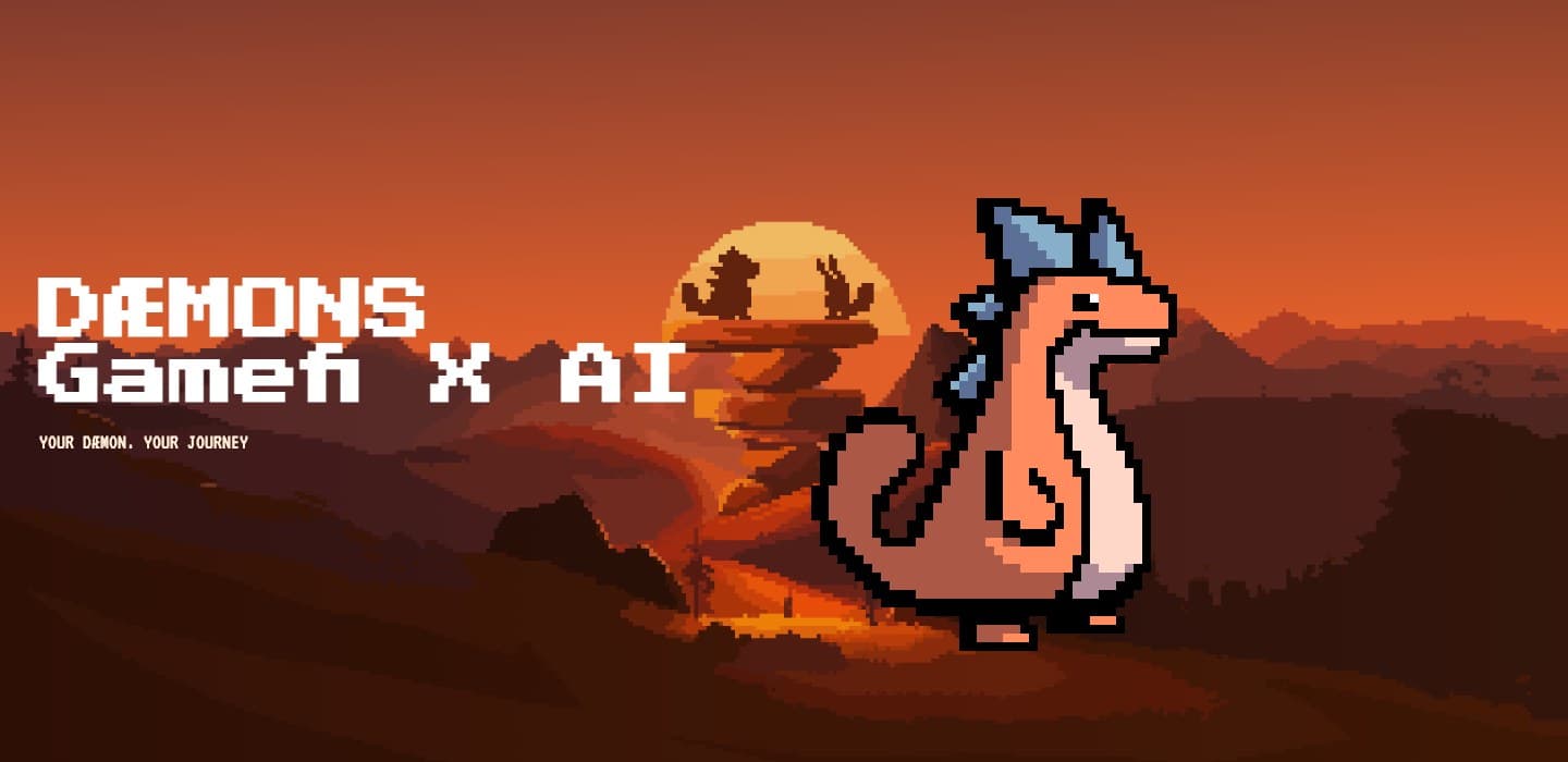 Первый экран: DÆMONS, Gamefi x AI и слоган Your Dæmon. Your Journey