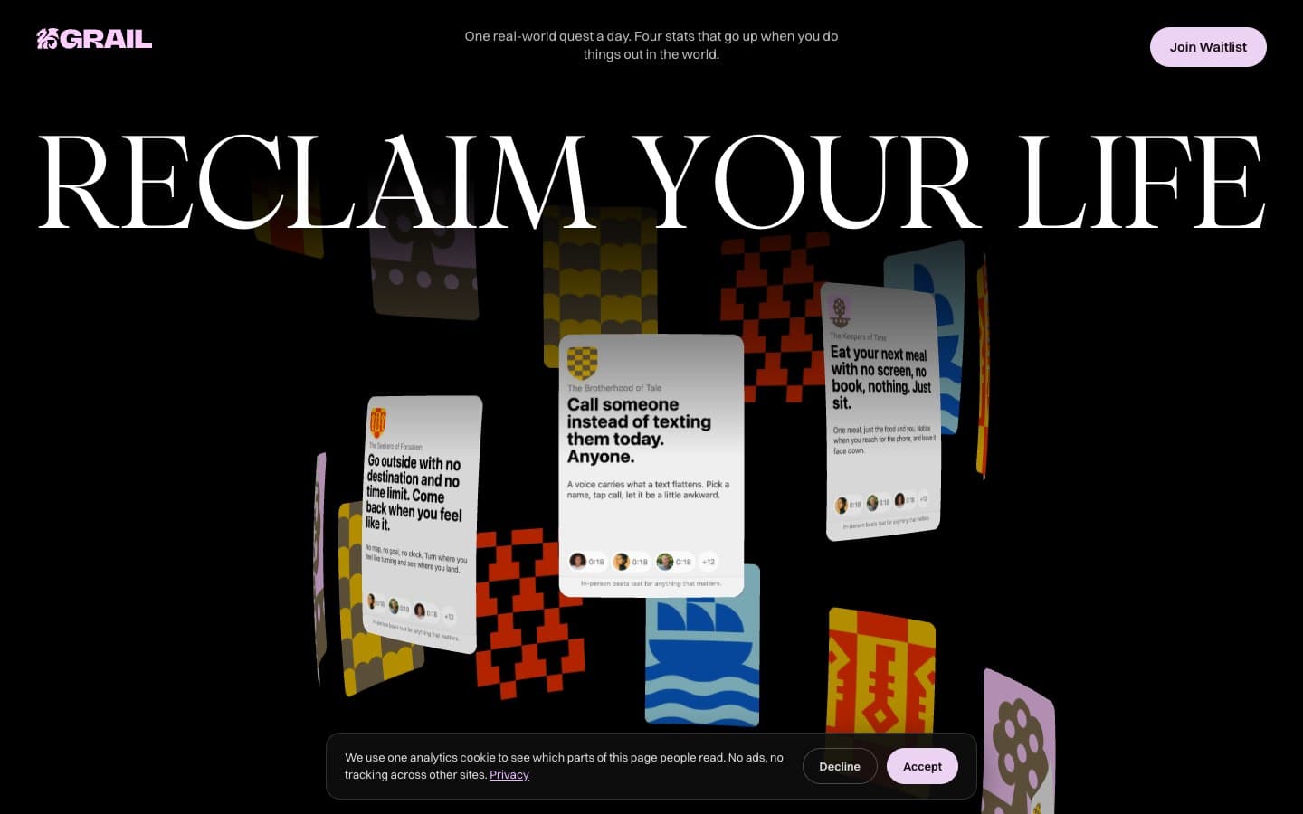 Первый экран: Reclaim your life и кнопка записи в лист ожидания